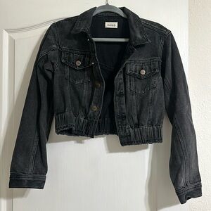 Cropped Black Denim Jacket